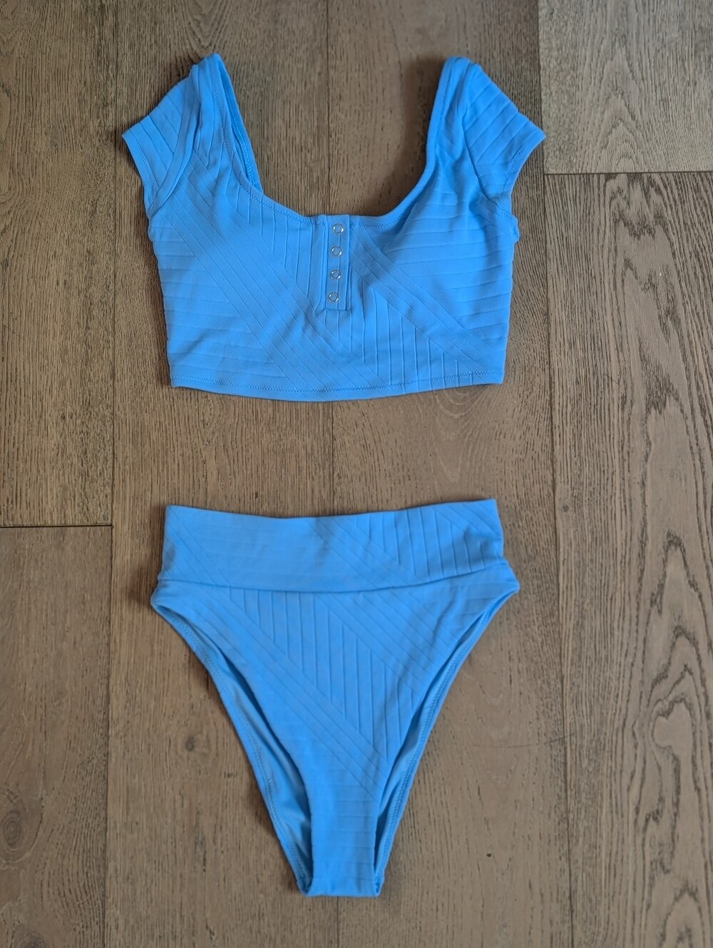 Aerie Blue Henley Ribbed Two-Piece Bikini Set